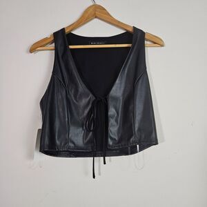 Blue Blush Women's Faux Leather Vest Medium Black Whimsigoth Edgy Grunge